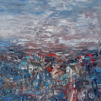 Painting of abstract work with acrylic on canvas