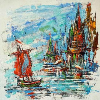 Painting of Benaras on canvas