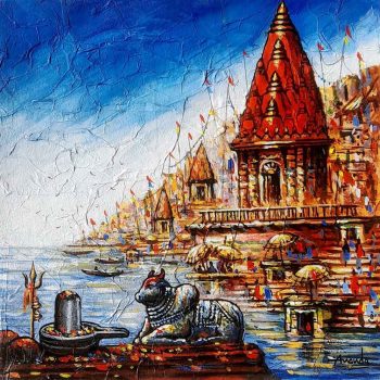 Painting of Benaras on canvas