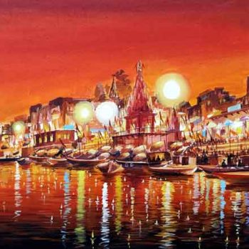 Painting of Benaras on canvas