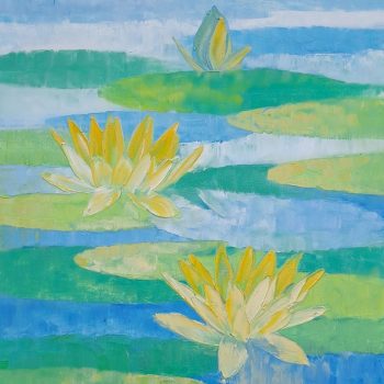 Painting of flowers with oil on canvas