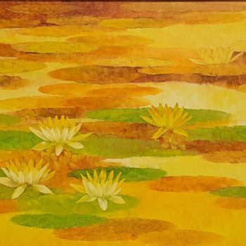 Painting of flowers with oil on canvas