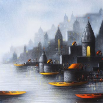 Painting of Benaras on canvas